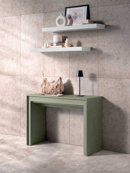 Consolle Allungabile Segmenta 110x42,5/297,5x78 cm in MDF Laccato Verde Opaco
