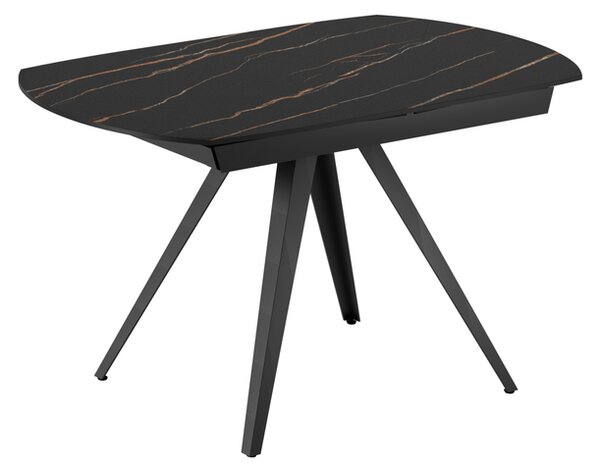 Tavolo Allungabile Kyoto 120 90x120/180x75 cm Top in Ceramica Gambe in Metallo Marmo Portoro Nero