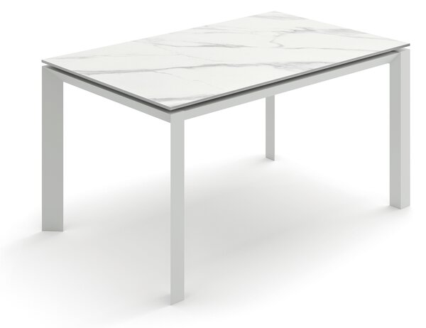 Tavolo Allungabile Account 24 90x140/220x75 cm Top in Ceramica Struttura in MDF Effetto Marmo Calacatta Bianco