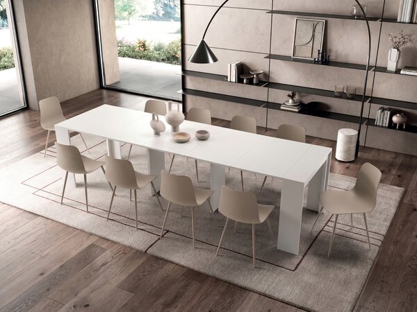 Consolle Allungabile Segmenta 110x42,5/297,5x78 cm in MDF Laccato Bianco Opaco