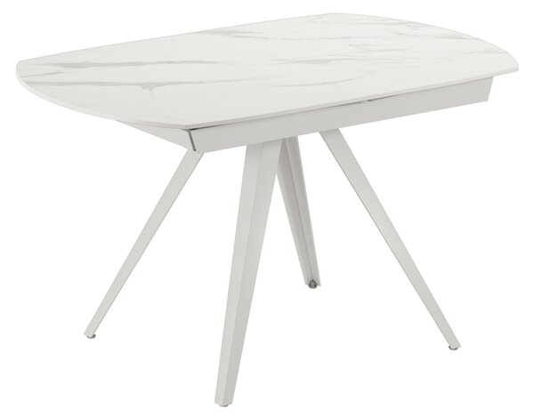 Tavolo Allungabile Kyoto 120 90x120/180x75 cm Top in Ceramica Gambe in Metallo Marmo Calacatta Bianco