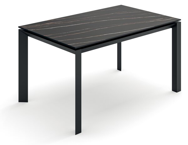 Tavolo Allungabile Account 24 90x140/220x75 cm Top in Ceramica Struttura in MDF Effetto Marmo Portoro Nero