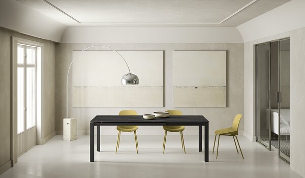 Tavolo Allungabile Account 24 90x140/220x75 cm Top in Ceramica Struttura in MDF Effetto Marmo Portoro Nero