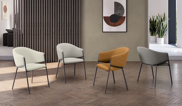 Set 2 Sedie Medea 53x60x78 cm in Tessuto Easy-Clean Bouclé Grigio