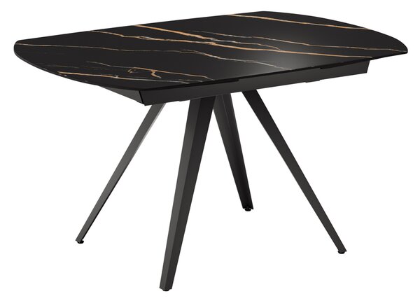 Tavolo Allungabile Kyoto 140 90x140/200x75 cm Top in Ceramica Gambe in Metallo Marmo Portoro Nero