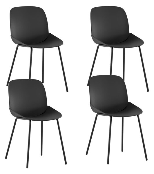 Set 4 Sedie Eva 46x55x79 cm in Polipropilene Nero
