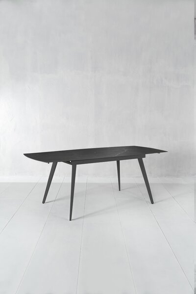 Tavolo Allungabile Nicolas 90x140/200x76 cm Top in Gres Marmo Nero