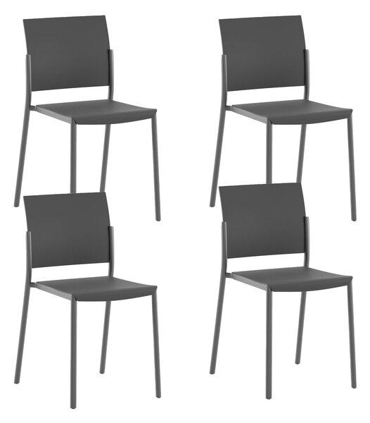 Set 4 Sedie Venus 52,5x55x81 cm in Polipropilene Nero