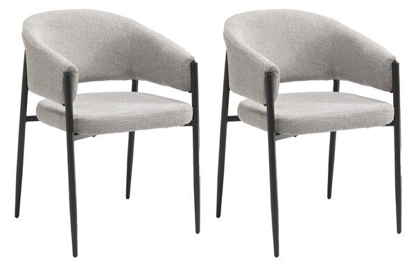 Set 2 Sedie Maya 59,5x54x78,5 cm in Tessuto Easy-Clean Grigio Chiaro