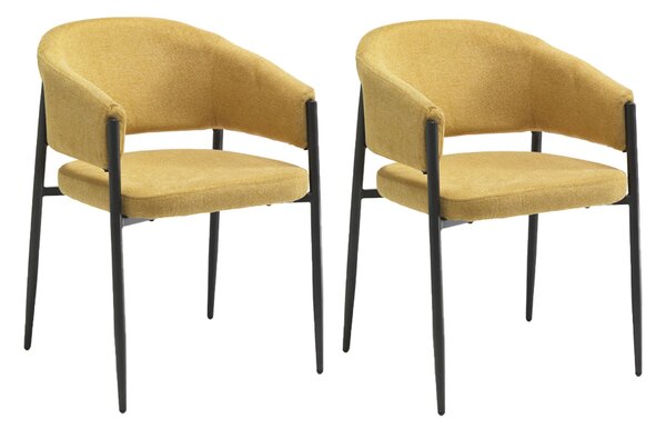 Set 2 Sedie Maya 59,5x54x78,5 cm in Tessuto Easy-Clean Giallo