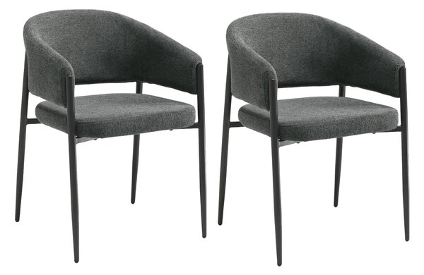 Set 2 Sedie Maya 59,5x54x78,5 cm in Tessuto Easy-Clean Grigio Scuro