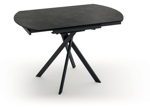 Tavolo Allungabile Roll 120x80/120x76 cm Top in Ceramica Gambe in Metallo Grigio Scuro