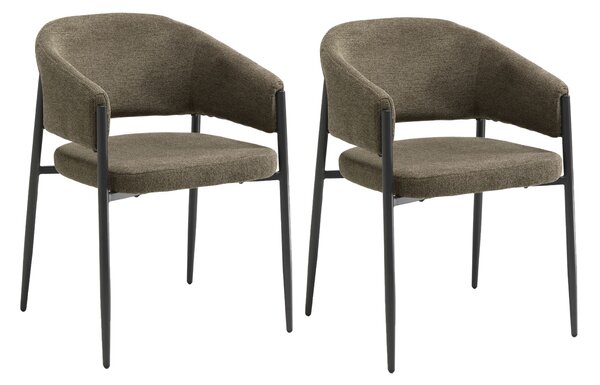 Set 2 Sedie Maya 59,5x54x78,5 cm in Tessuto Easy-Clean Marrone Chiaro