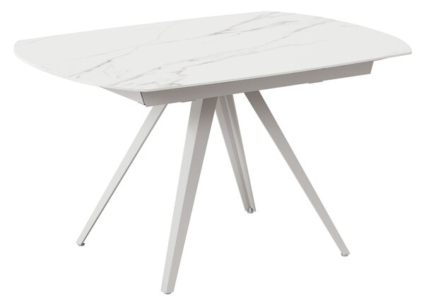 Tavolo Allungabile Kyoto 140 90x140/200x75 cm Top in Ceramica Gambe in Metallo Marmo Calacatta Bianco