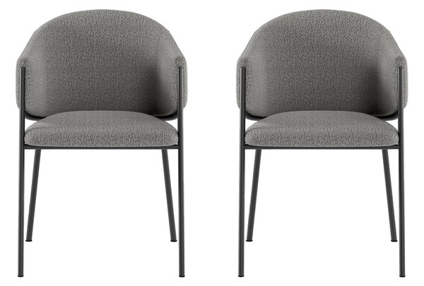 Set 2 Sedie Medea 53x60x78 cm in Tessuto Easy-Clean Bouclé Grigio