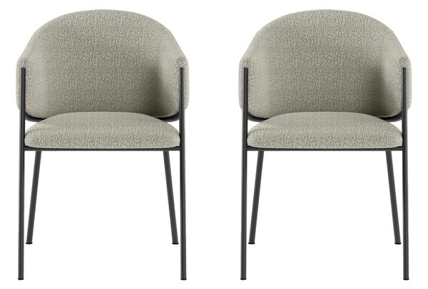 Set 2 Sedie Medea 53x60x78 cm in Tessuto Easy-Clean Bouclé Grigio Chiaro