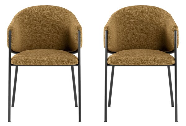 Set 2 Sedie Medea 53x60x78 cm in Tessuto Easy-Clean Bouclé Ocra