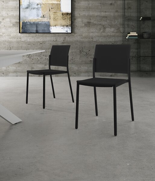 Set 4 Sedie Venus 52,5x55x81 cm in Polipropilene Nero