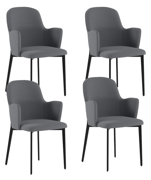 Set 4 Sedie Sophia 53,5x62,5x80 cm in Tessuto Easy-Clean Grigio Chiaro