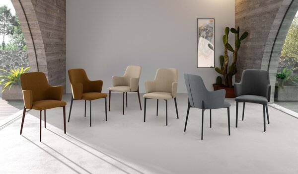 Set 4 Sedie Sophia 53,5x62,5x80 cm in Tessuto Easy-Clean Marrone