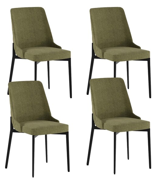 Set 4 Sedie Ambra 48x58,5x89 cm in Tessuto Easy-Clean Verde