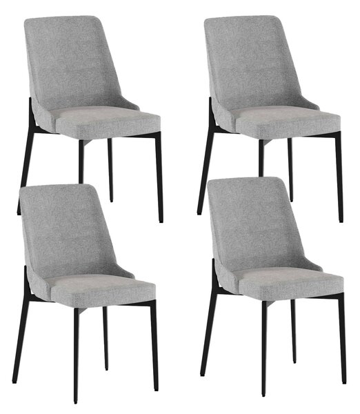 Set 4 Sedie Ambra 48x58,5x89 cm in Tessuto Easy-Clean Grigio Chiaro