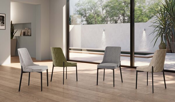 Set 4 Sedie Ambra 48x58,5x89 cm in Tessuto Easy-Clean Verde
