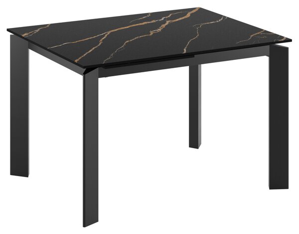 Tavolo Allungabile Frame 80x120-170x75 cm Top in Ceramica Marmo Portoro Nero Opaco