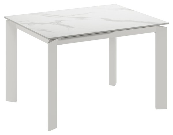 Tavolo Allungabile Frame 80x120-170x75 cm Top in Ceramica Marmo Bianco Opaco