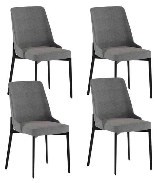 Set 4 Sedie Ambra 48x58,5x89 cm in Tessuto Easy-Clean Grigio Scuro