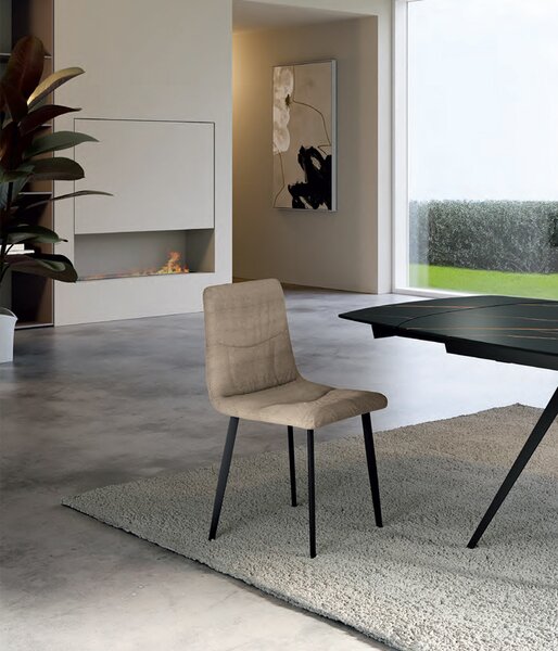 Set 4 Sedie Ariel 46x55x87,5 cm in Tessuto Easy-Clean Beige