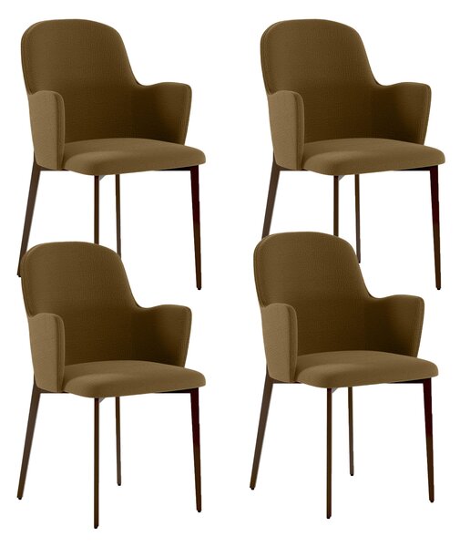 Set 4 Sedie Sophia 53,5x62,5x80 cm in Tessuto Easy-Clean Gambe in Metallo Bronzo Marrone