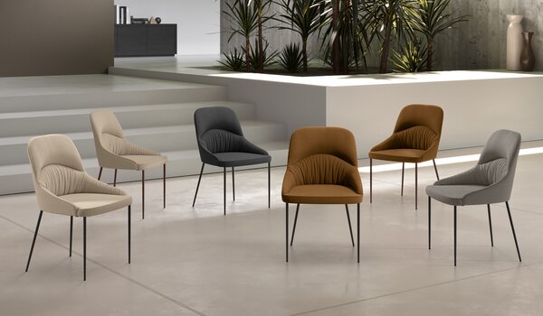 Set 4 Sedie Ginevra 54x63x89 cm in Tessuto Easy-Clean Marrone