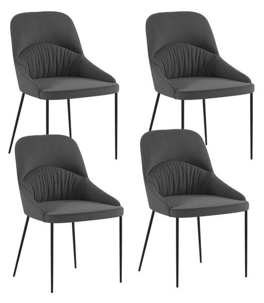 Set 4 Sedie Ginevra 54x63x89 cm in Tessuto Easy-Clean Grigio Scuro