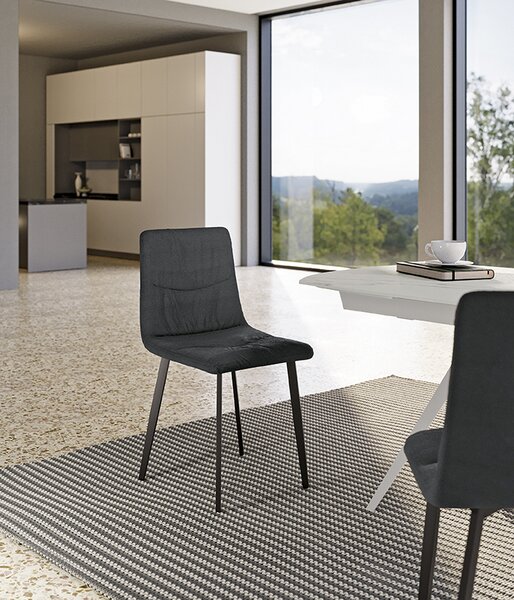 Set 4 Sedie Ariel 46x55x87,5 cm in Tessuto Easy-Clean Grigio Scuro
