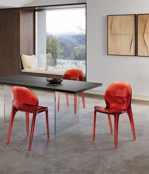 Set 4 Sedie Ruby 42,5x53x82,5 cm in Policarbonato Rosso