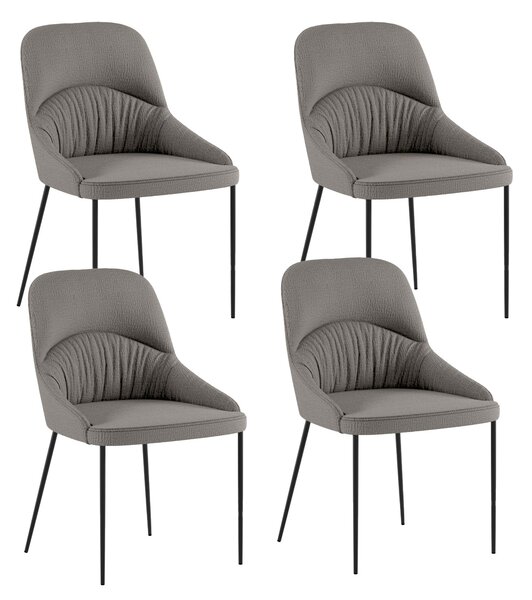 Set 4 Sedie Ginevra 54x63x89 cm in Tessuto Easy-Clean Grigio Chiaro