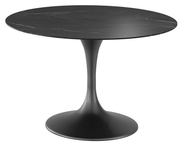 Tavolo Fisso Side 120x120x76 cm Top in Ceramica Marmo Nero
