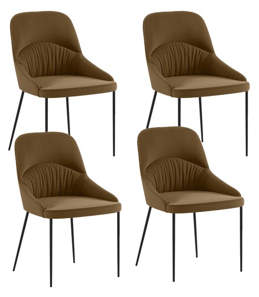 Set 4 Sedie Ginevra 54x63x89 cm in Tessuto Easy-Clean Marrone