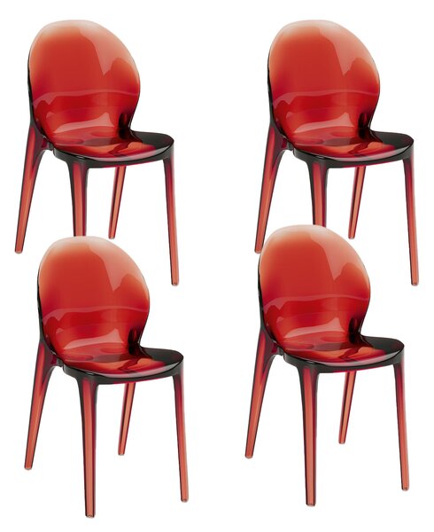 Set 4 Sedie Ruby 42,5x53x82,5 cm in Policarbonato Rosso