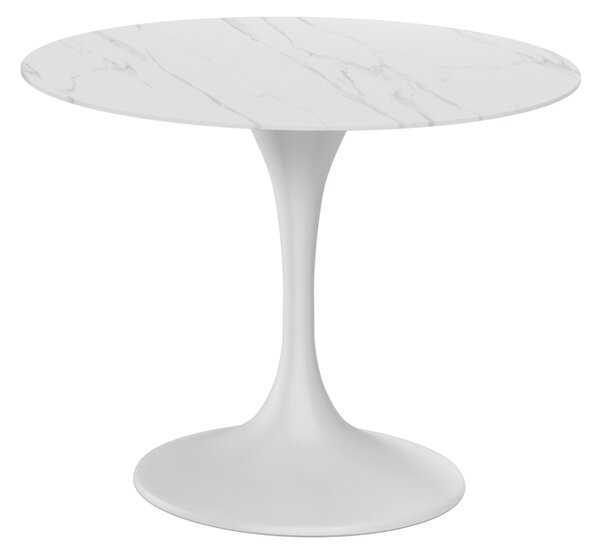 Tavolo Fisso Side 100x100x76 cm Top in Ceramica Marmo Bianco