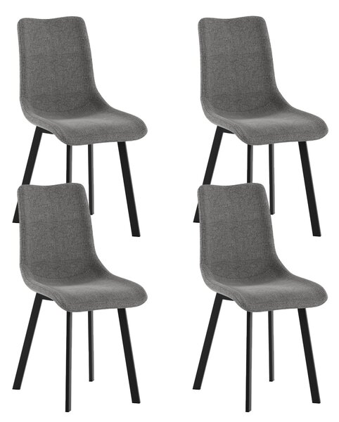 Set 4 Sedie Iris 45x56x86 cm in Tessuto Easy-Clean Grigio Scuro