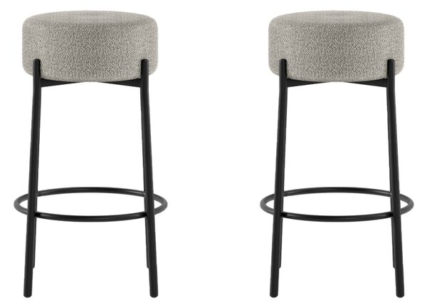 Set 2 Sgabelli Syd 41x41x67 cm in Tessuto Grigio Chiaro
