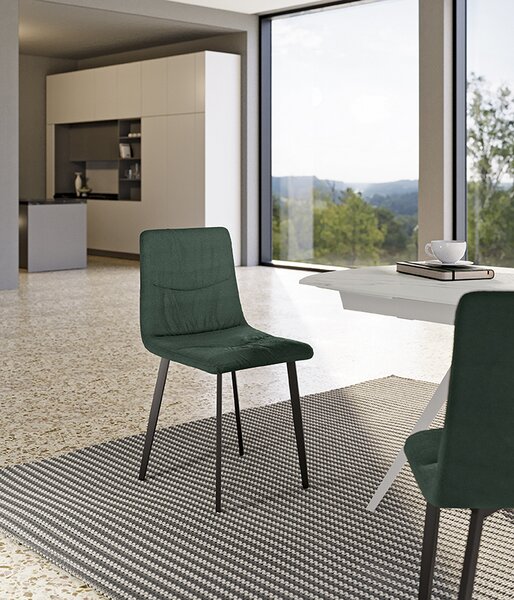 Set 4 Sedie Ariel 46x55x87,5 cm in Tessuto Easy-Clean Verde