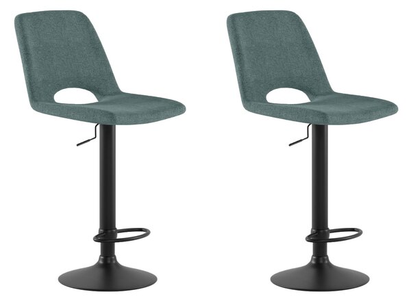 Set 2 Sgabelli Alex 45x52x88,5/103,5 cm con Alzata a GAS in Tessuto Easy-Clean Acquamarina