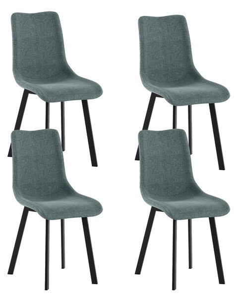 Set 4 Sedie Iris 45x56x86 cm in Tessuto Easy-Clean Acquamarina