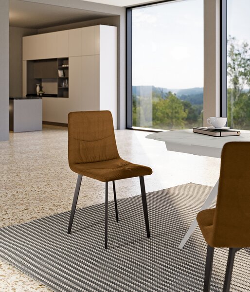 Set 4 Sedie Ariel 46x55x87,5 cm in Tessuto Easy-Clean Marrone