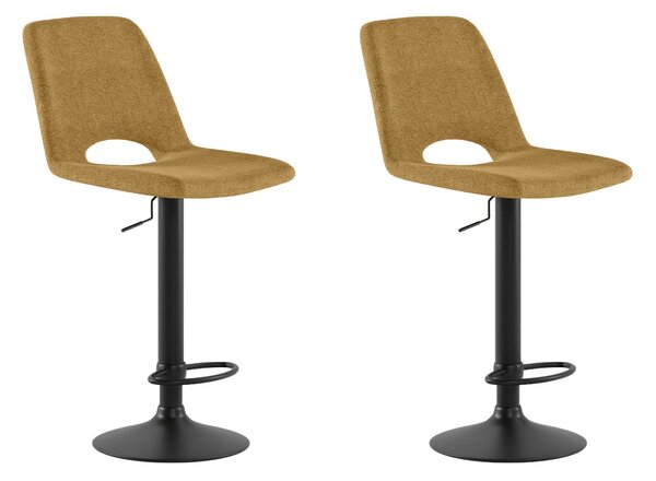 Set 2 Sgabelli Alex 45x52x88,5/103,5 cm con Alzata a GAS in Tessuto Easy-Clean Giallo
