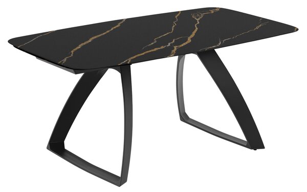 Tavolo Allungabile Barrel 90x180-240x76 cm Top in Ceramica Marmo Portoro Nero Opaco