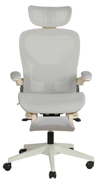 Sedia da ufficio ergonomica pieghevole, salvaspazio, con supporto lombare, imbottitura a rete, braccioli pieghevoli, poggiatesta 3D e poggiapiedi. Modello L3
